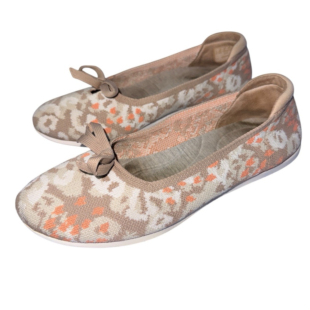 Clarks Cloudsteppers Carly Hope Flats Women's 8.5M Knit Bow Comfort Ballet Shoes